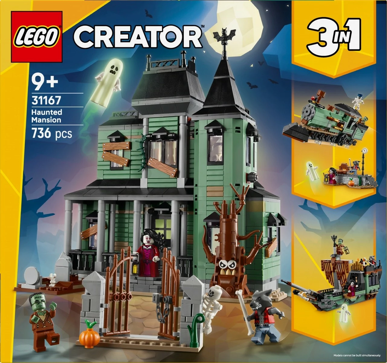 Set ndërtimi LEGO Creator 3-in-1 31167 Haunted Residence, 736 pjesë, me minifigura