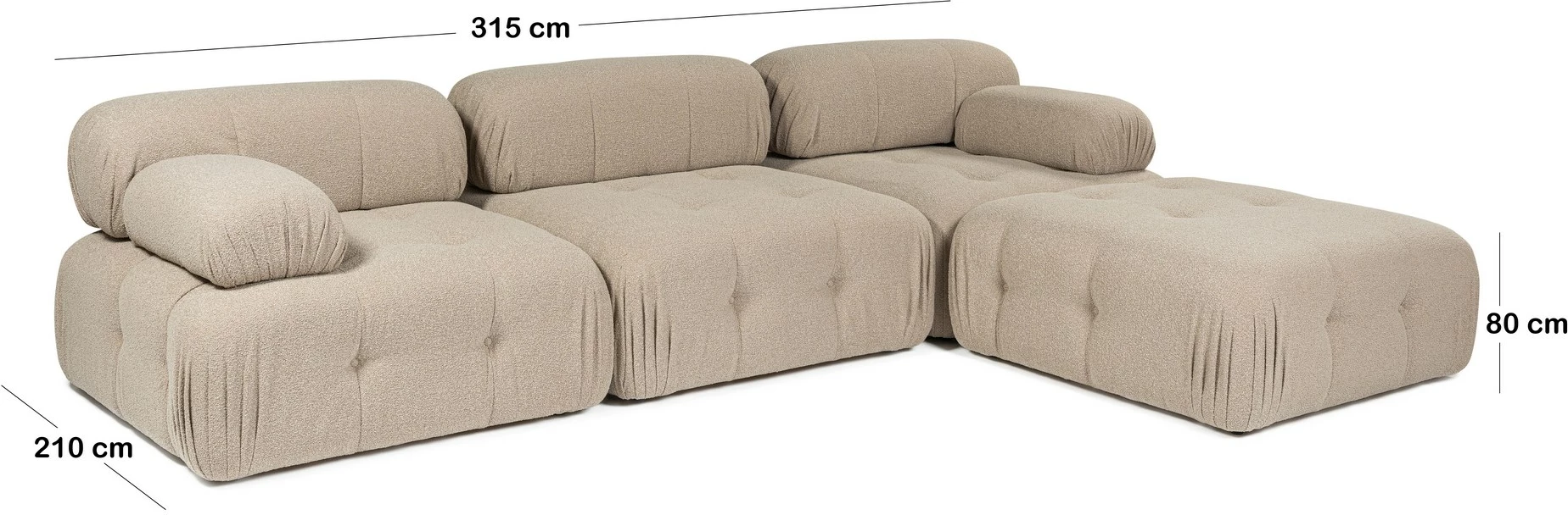 Këndare Doblo 3 vendëshe me pouffe, ngjyrë pjeshke