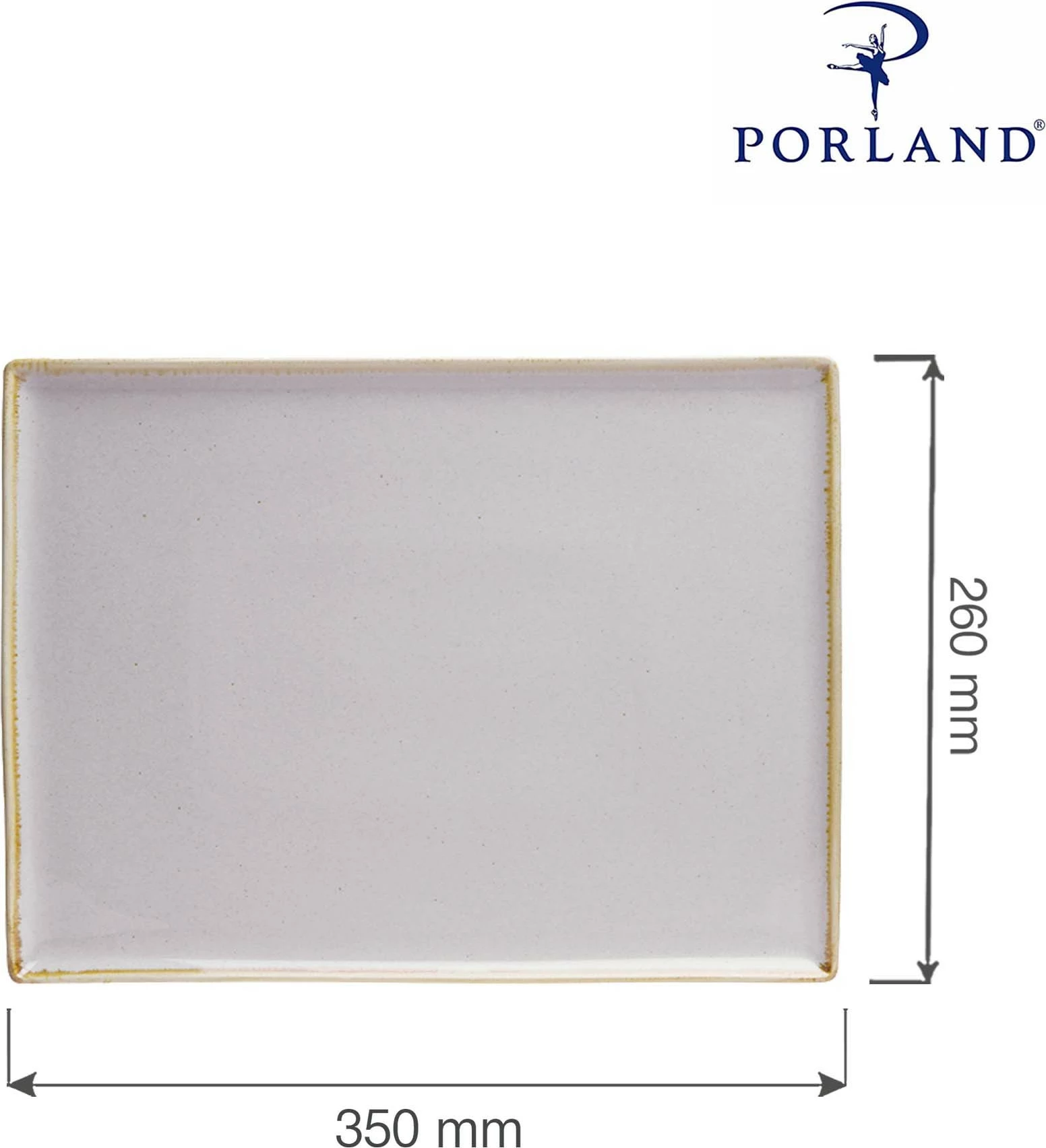 Tabaka drejtkëndore Porland Seasons Ashen 350x260 mm, gri e çelët, set 6 copë