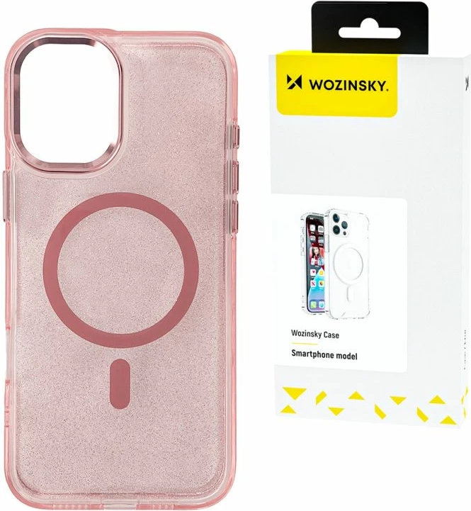 Kapak telefoni Wozinsky Glitter Case MagSafe Samsung Galaxy S25, rozë me shkëlqim