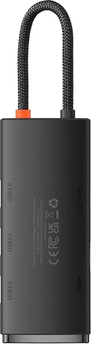 Kasë Baseus Lite Series 5in1, WKQX040001, USB-C në 3x USB 3.0 + USB-C + HDMI, e zezë
