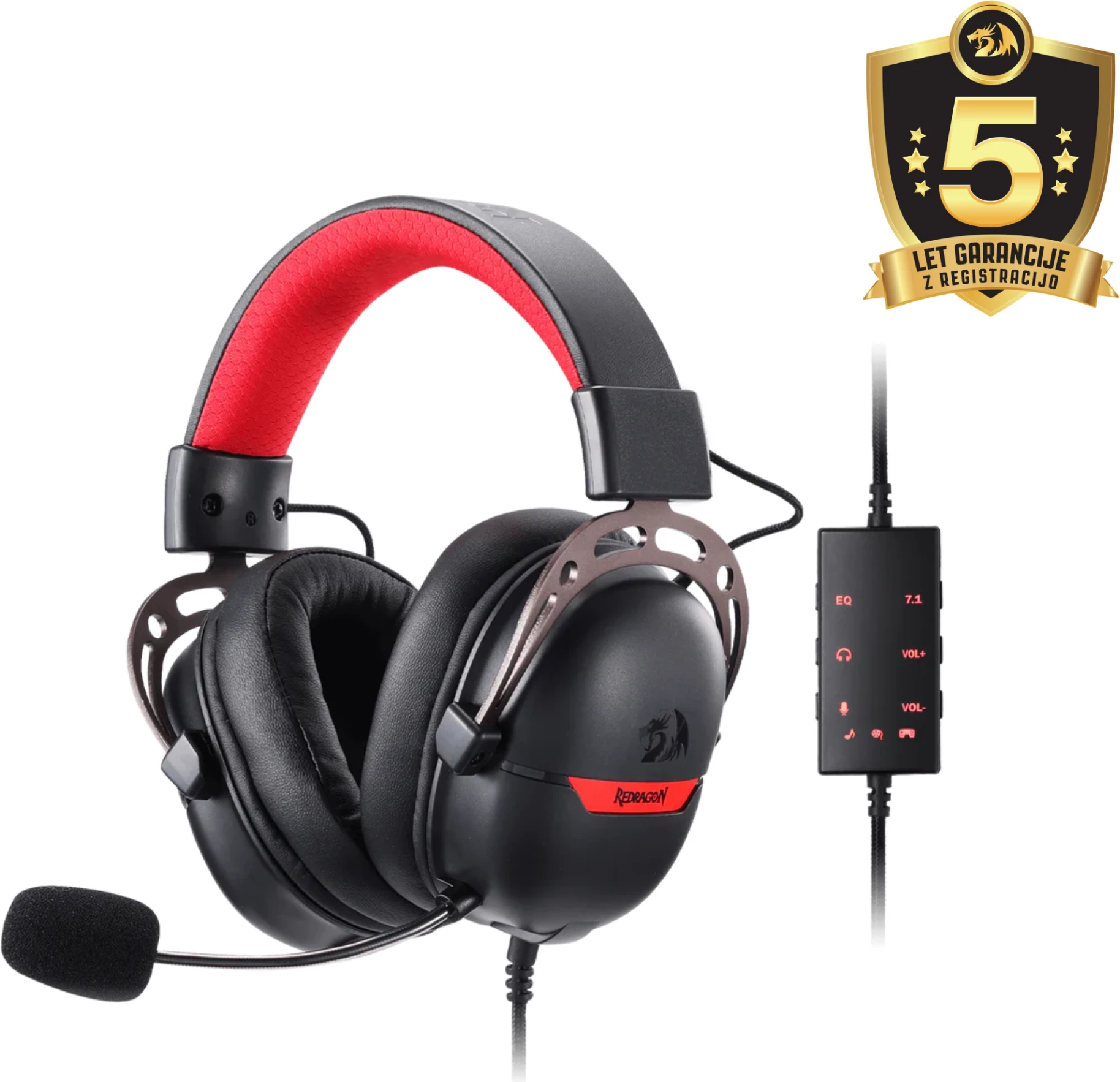 Kufje gaming Redragon Aurora H376PP, me kabllo USB, 7.1 surround, RGB, me mikrofon, 2.1 m, ngjyrë e zezë