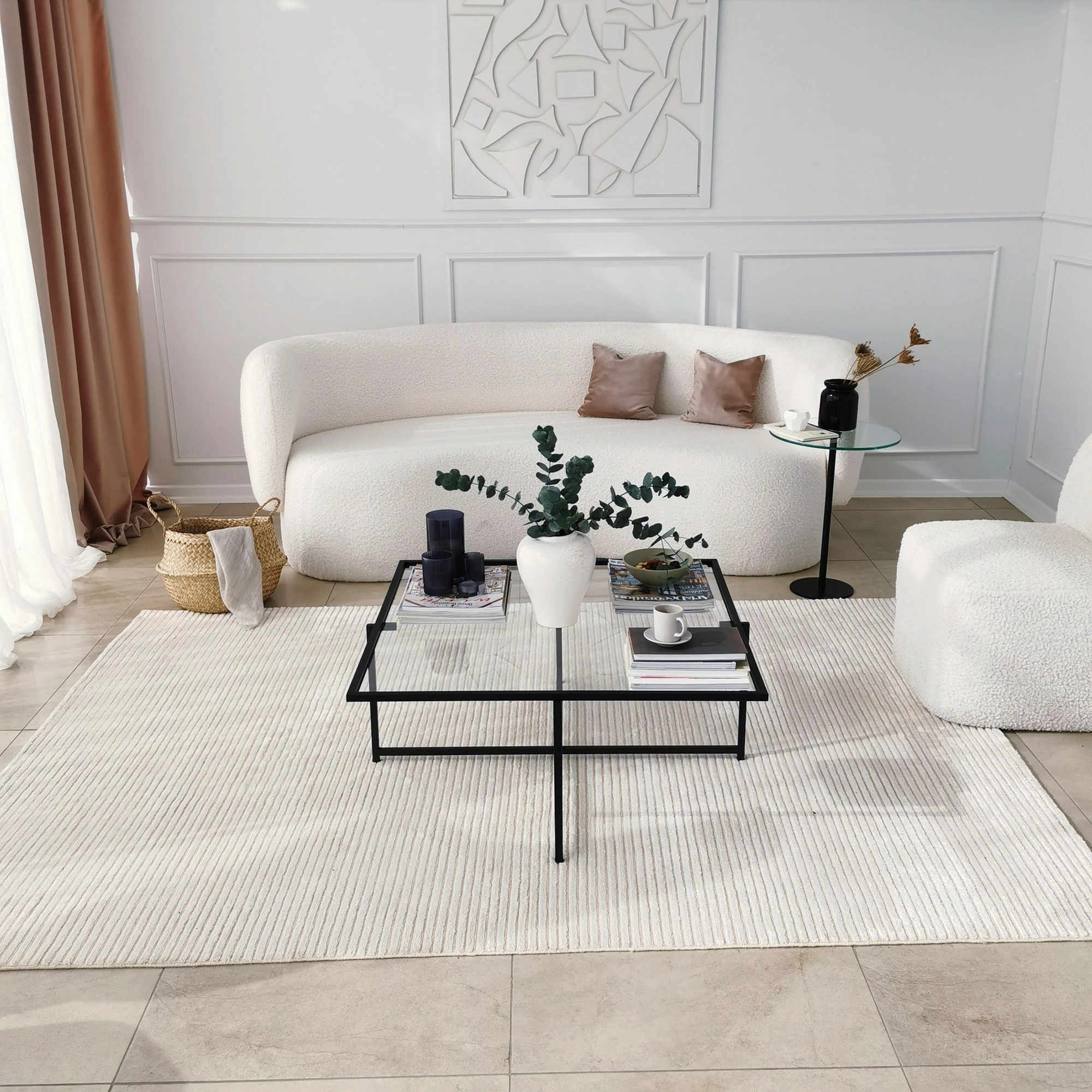 Tavolinë kafeje Hanah Home, Sun S409, ngjyrë e zezë, 85x85x35cm
