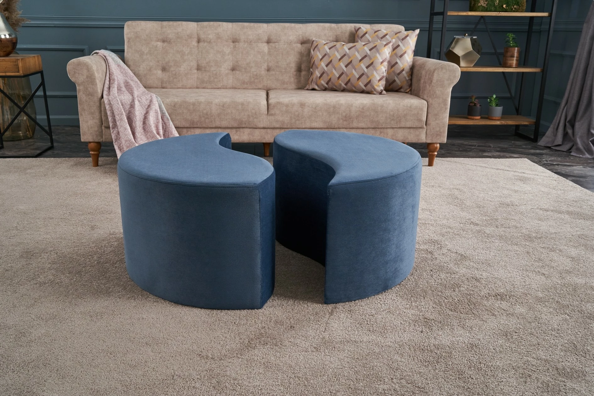 Puf Atelier del Sofa, Alis, kadife blu - 4