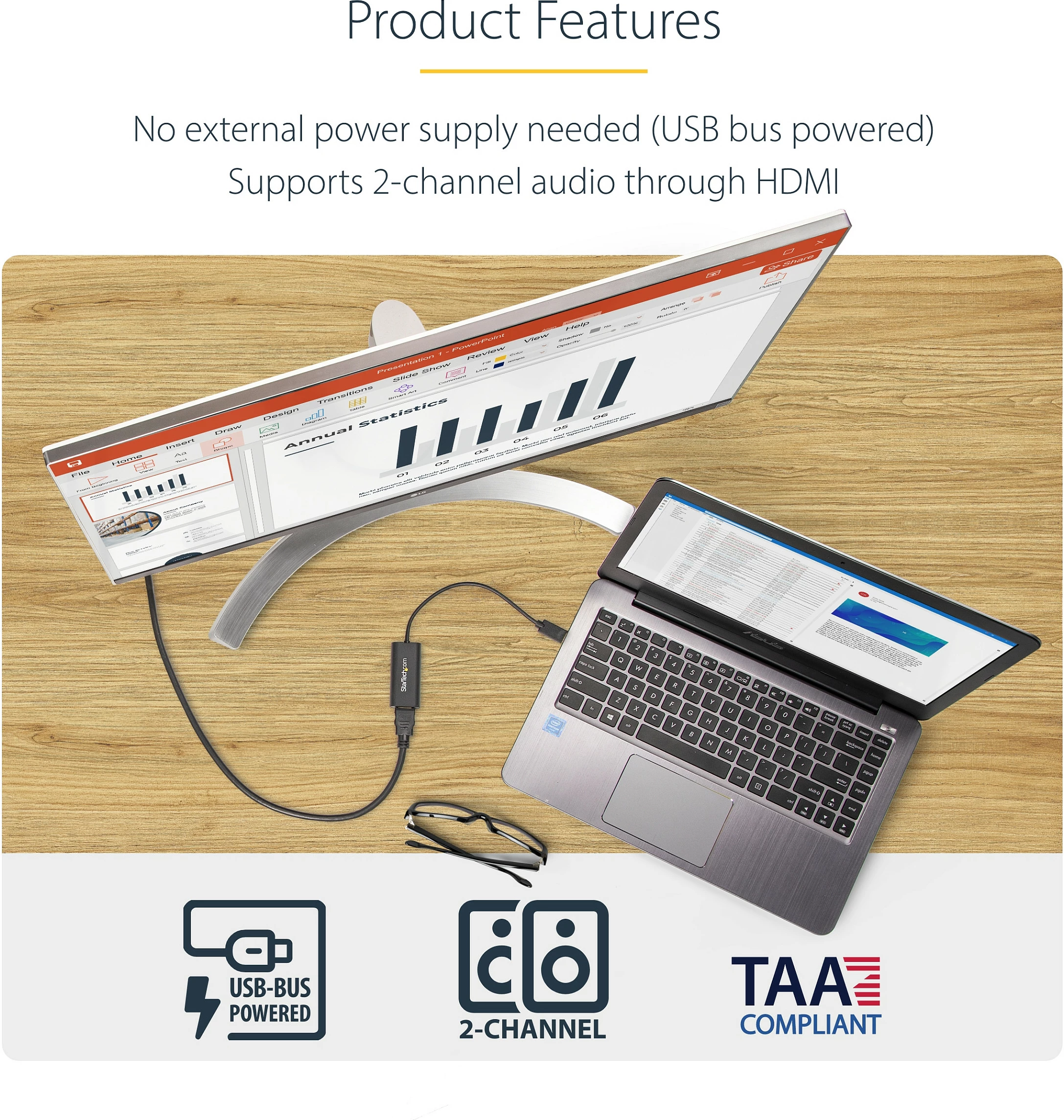 Adapter USB 3.0 në HDMI StarTech USB32HDES, 1080p/1920x1200, i zi