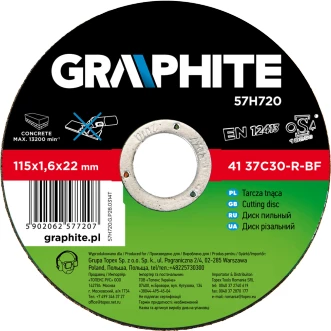 Disk prerës për gur Graphite 57H720 115x1.6x22.2mm