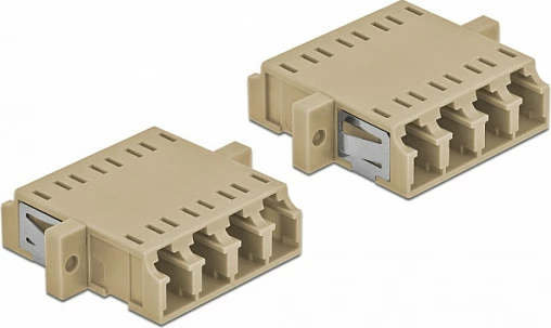 Kuplues fibër optike DeLOCK LC Quad, Female/Female, single-mode, 2 copë, bezhë