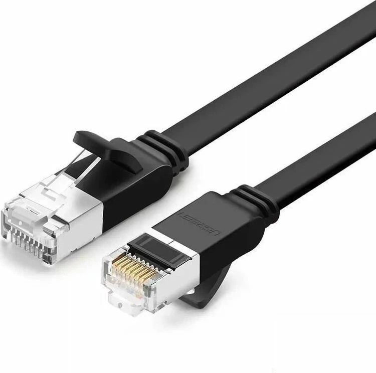 Kabllo Ethernet Ugreen NW101 Cat.6 UTP RJ45-RJ45 5m, e sheshtë, me prize metalike, e zezë
