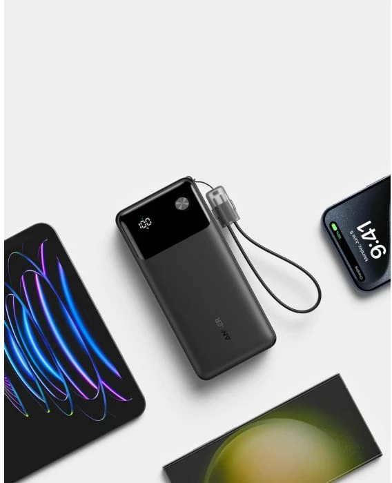 Powerbank Anker A1384G11 20000mAh 30W PD, kabllo USB-C, e zezë