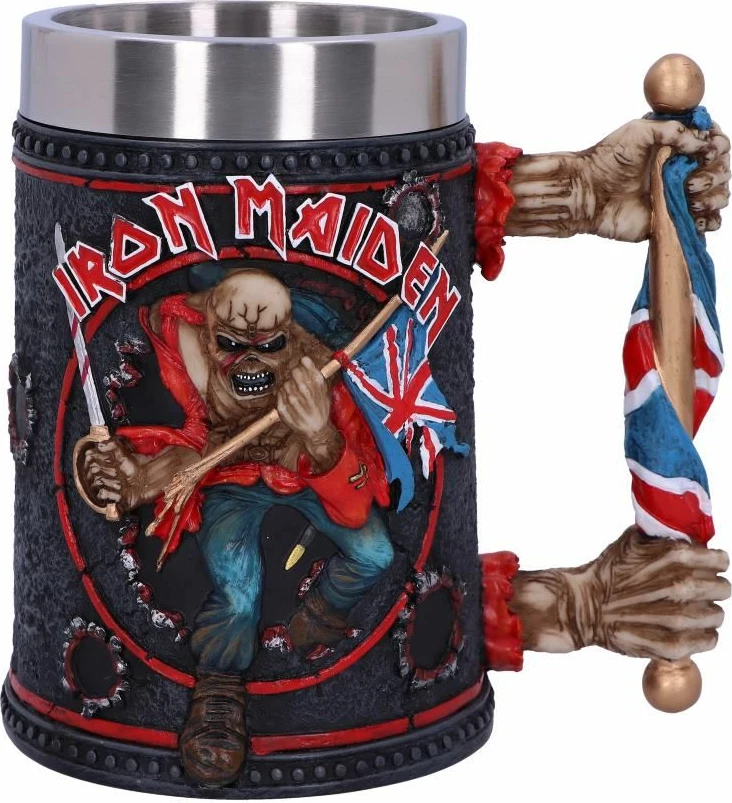 Krigë birre NEMESIS NOW Iron Maiden Eddie The Trooper, resin me insert çelik inox