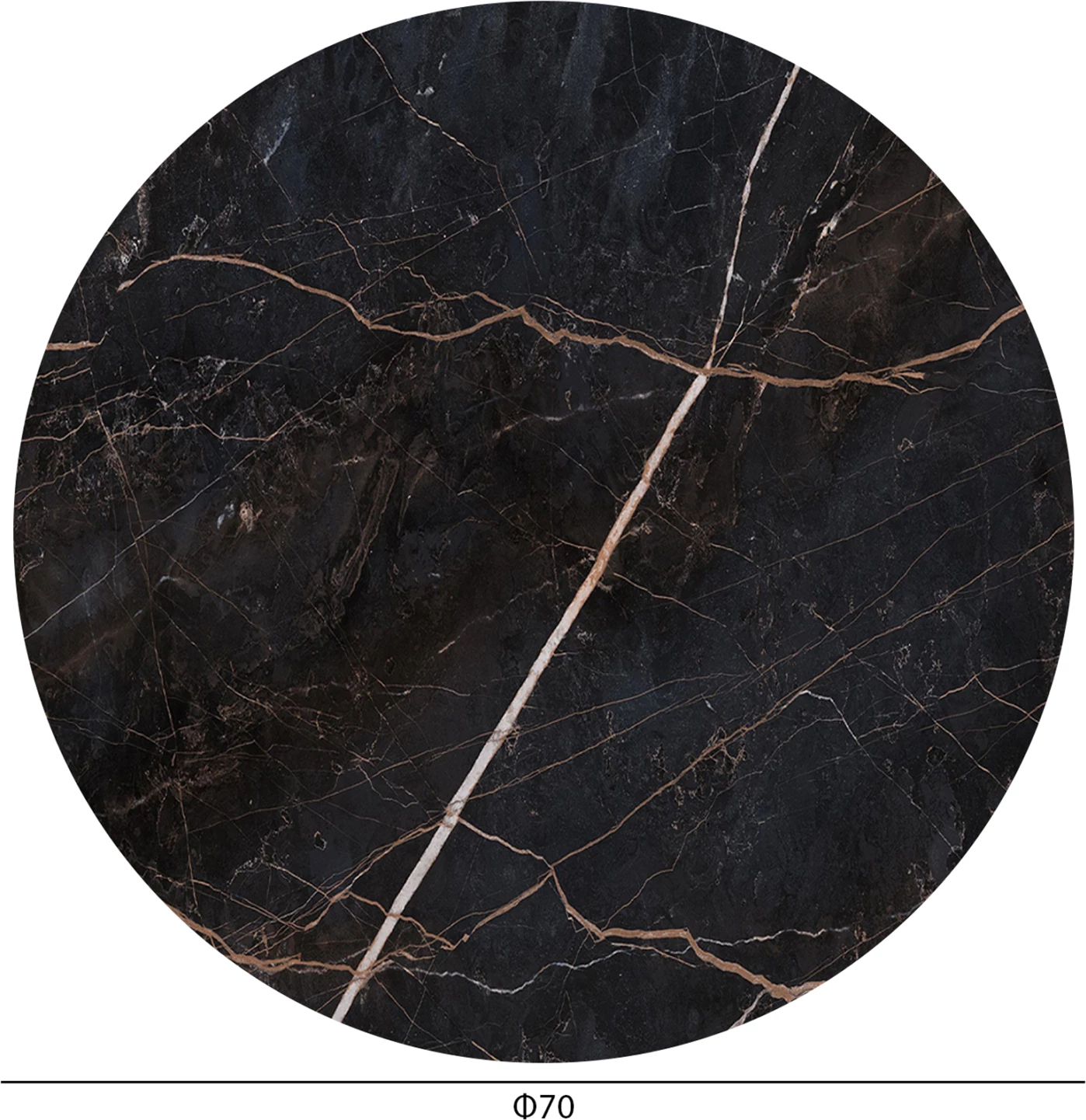 Sipërfaqe tavoline rrumbullake, ngjyrë mermeri të zi, HPL, Φ70cm, set prej 2 copësh