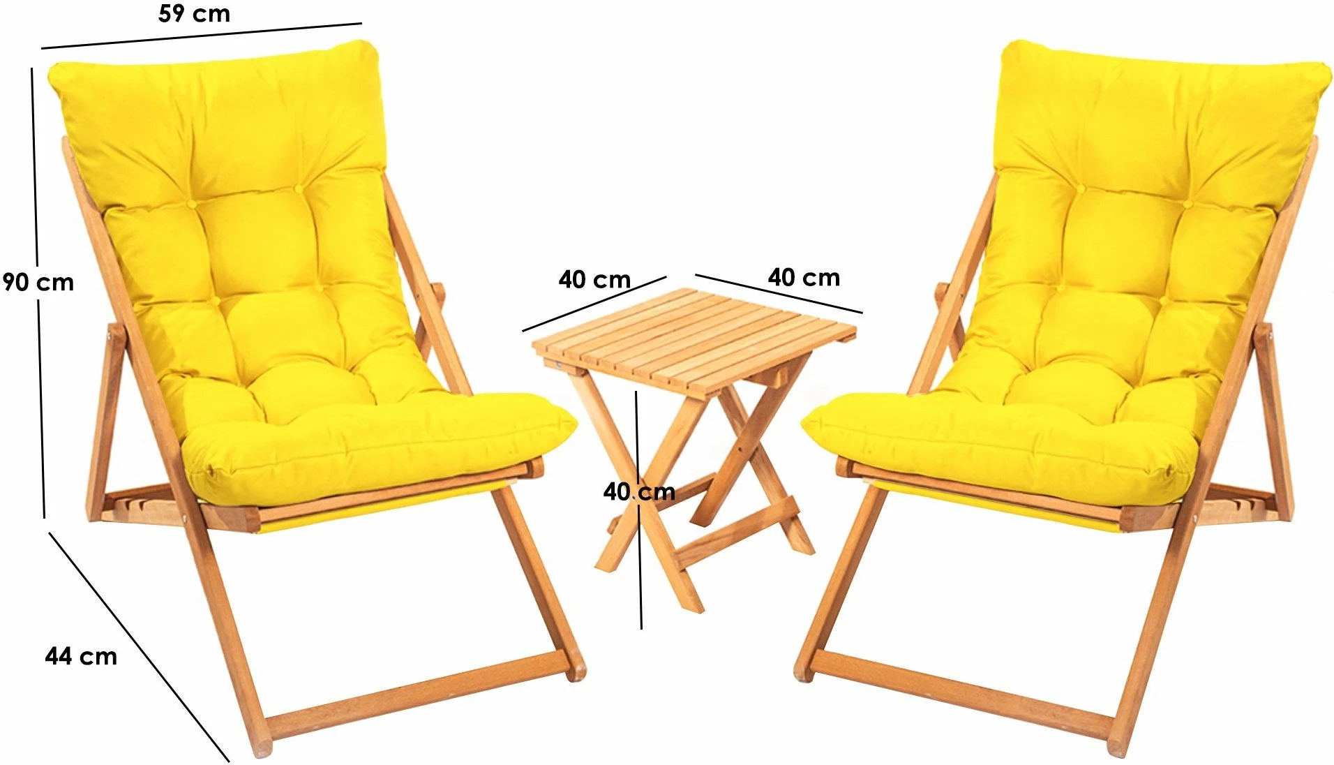 Set tavoline me karrige për kopsht (3 pjesë), Hanah Home, My005, e verdhë