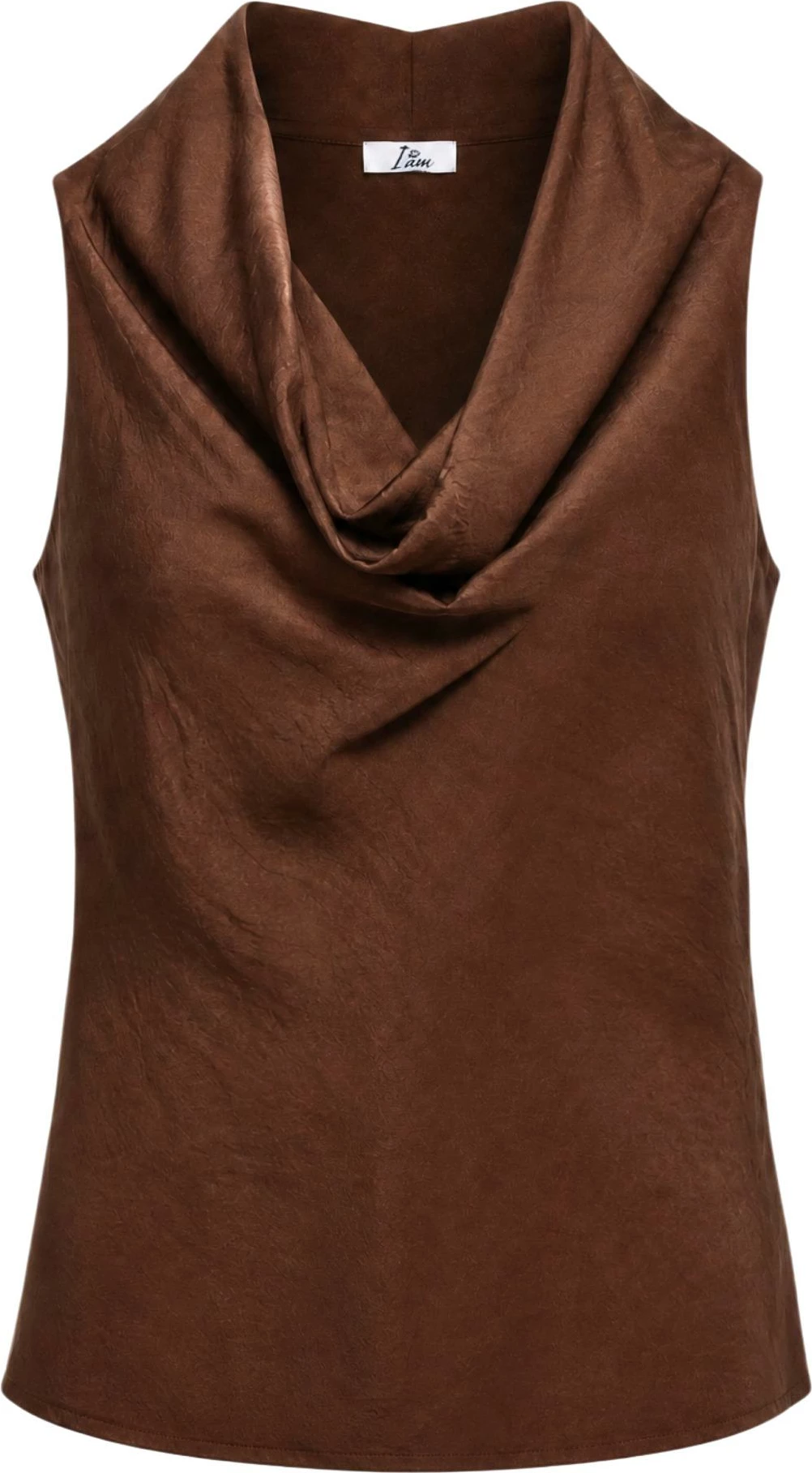 Maicë pa mëngë për femra I am Collo Morbido crinkle 25422V78, kafe [Madhësia: XS]