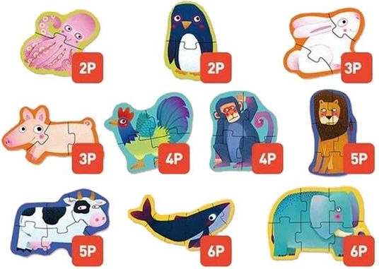 Puzzle Mideer Level Up 10 në 1, Kafshët, për fëmijë