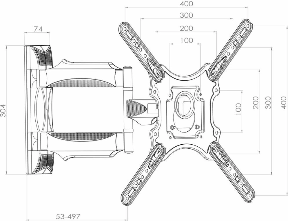 Mbajtës muri për TV Art AR-78, 23\"-52\", deri 32 kg, VESA 400x400, i zi