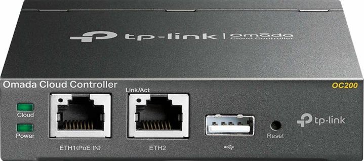Kontrollues rrjeti TP-LINK Omada OC200, për menaxhim të centralizuar, me 2 porta Ethernet, PoE, i zi