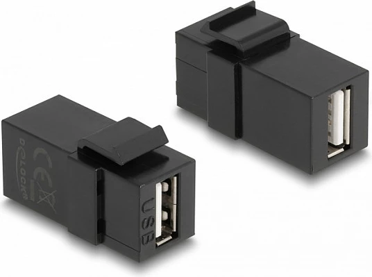 Modul keystone DeLOCK USB 2.0 A femër në USB 2.0 A femër, i zi