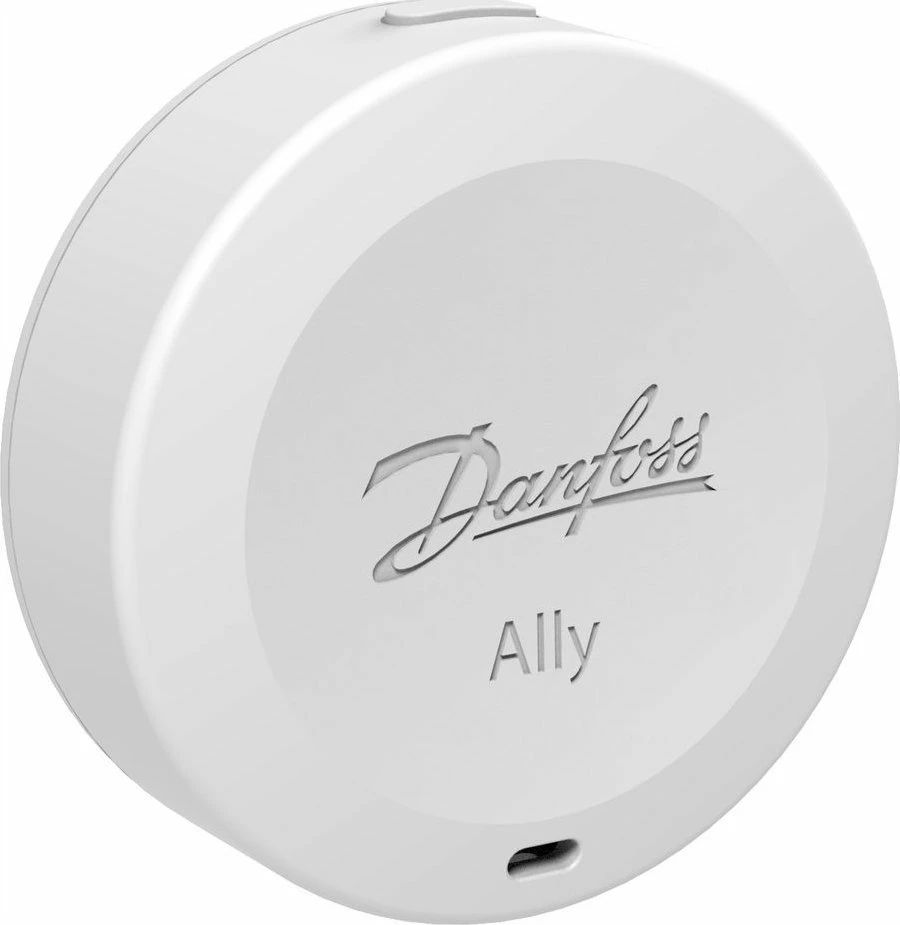 Termostat dhome Danfoss Ally 014G2480, Zigbee 3.0, me bateri, matje temperature & lagështie, i bardhë