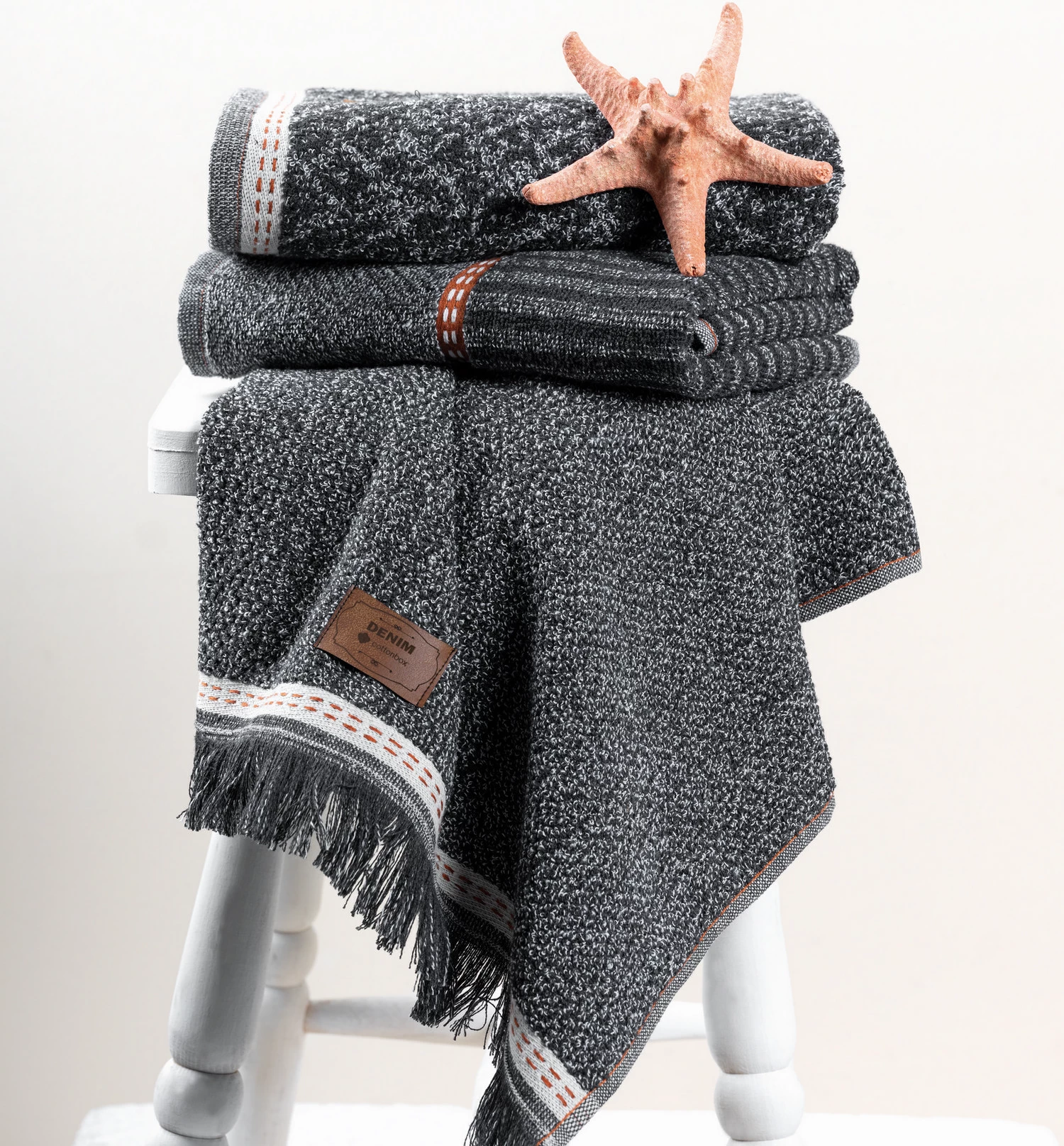 Set peshqirësh duarsh (3 copë), Mijölnir, ngjyrë denim-antracit
