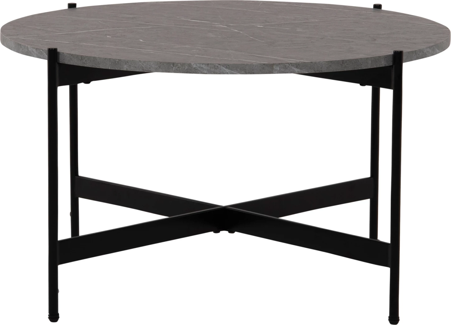 Tavolinë kafeje FH9588.02, sipërfaqe tavoline mermer gri, bazë metalike e zezë, Φ80x45H cm