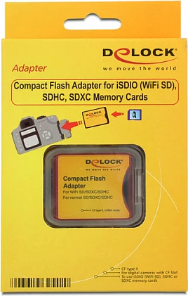 Adapter CompactFlash DeLOCK 62542, për SD/SDHC/SDXC, kuqe/verdhë