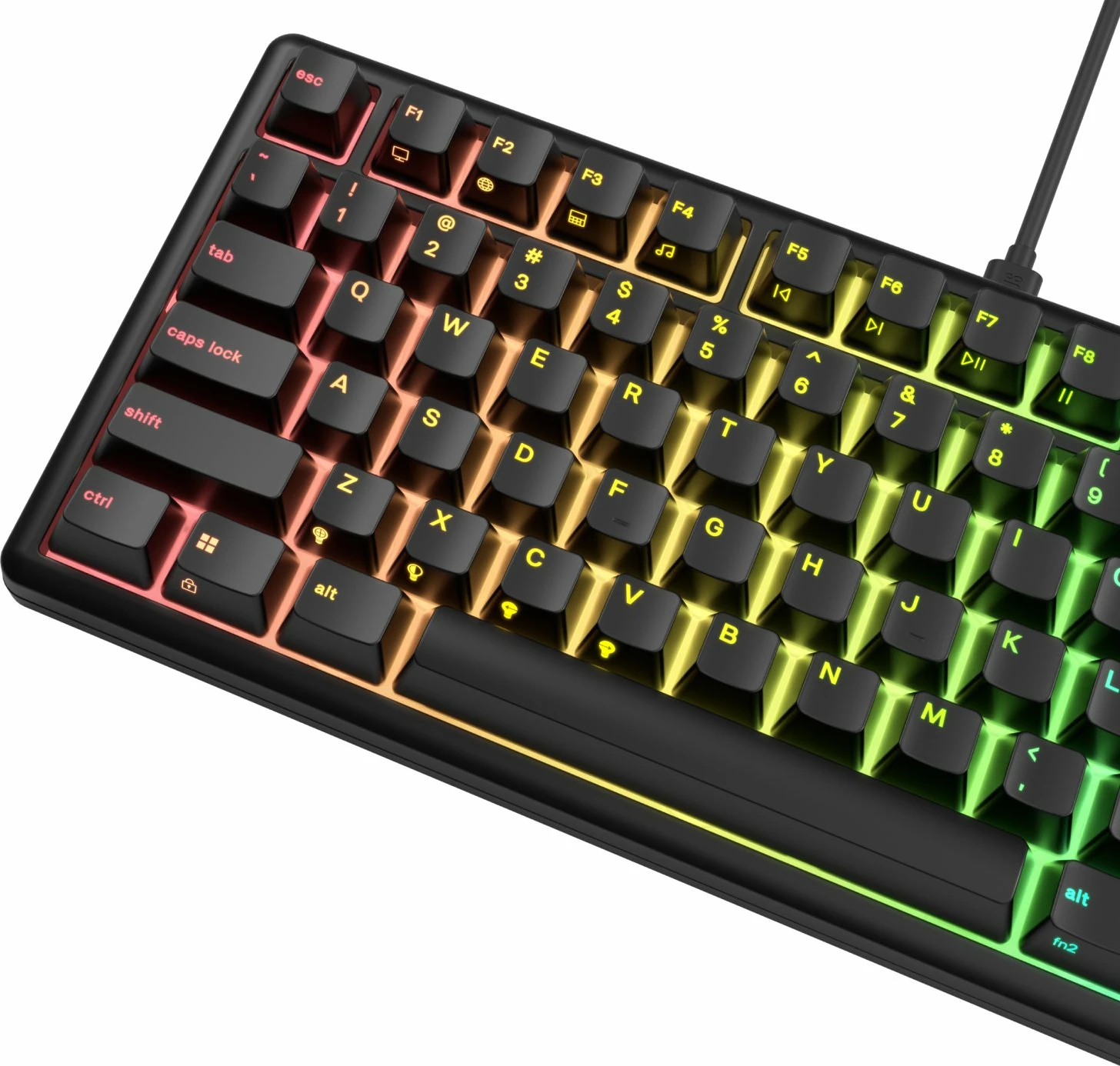 Tastierë gaming Glorious GMBK 75% GLO-GMBK75-BLK-US, mecha-membrane, USB, RGB 10 zona, US layout, e zezë, set me kabllo USB-C/USB-A