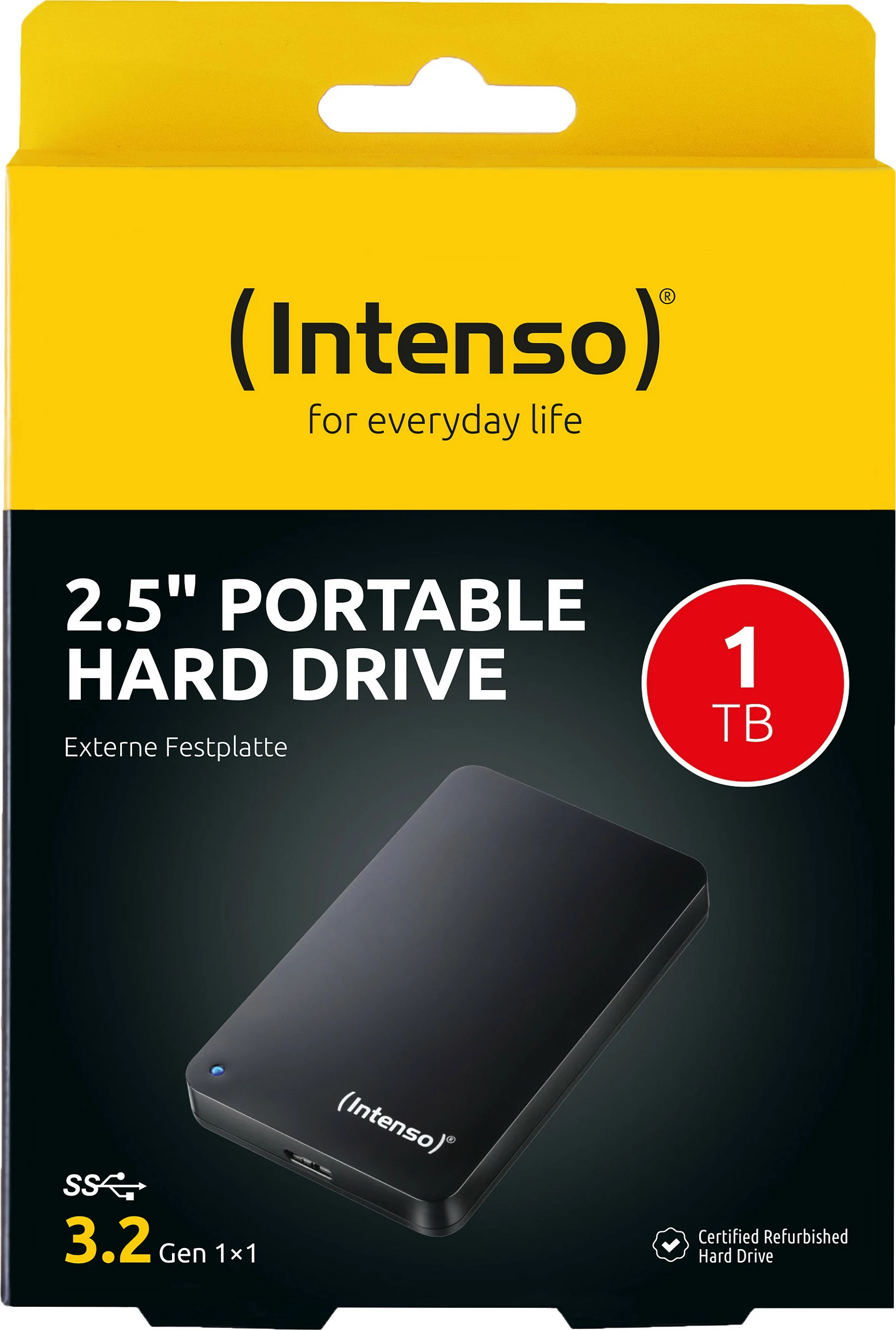Hard disk i jashtëm Intenso 6021660, 1TB, 2.5", USB 3.2 Gen 1, 5400RPM, i zi