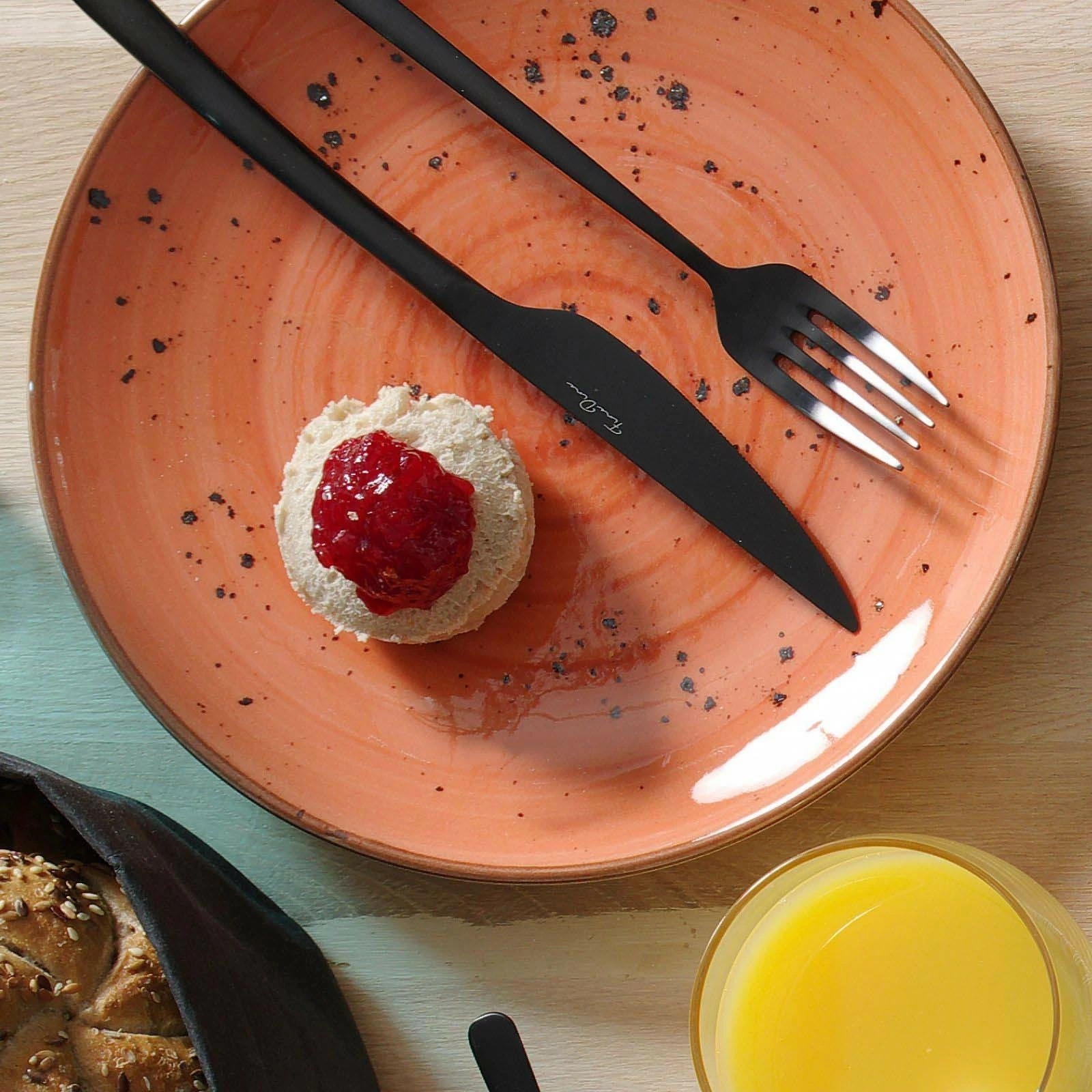 Pjatë e sheshtë Fine Dine Dahlia Ø260 mm, portokalli, set 6 copë