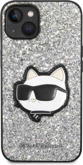 Mbështjellës Karl Lagerfeld Glitter Choupette për iPhone 14, 6.1", Argjendtë