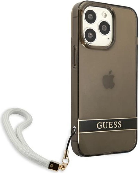 Mbështjellës Guess GUHCP13LHTSGSK për iPhone 13/13 Pro 6.1", i fortë, me rrip, i zi