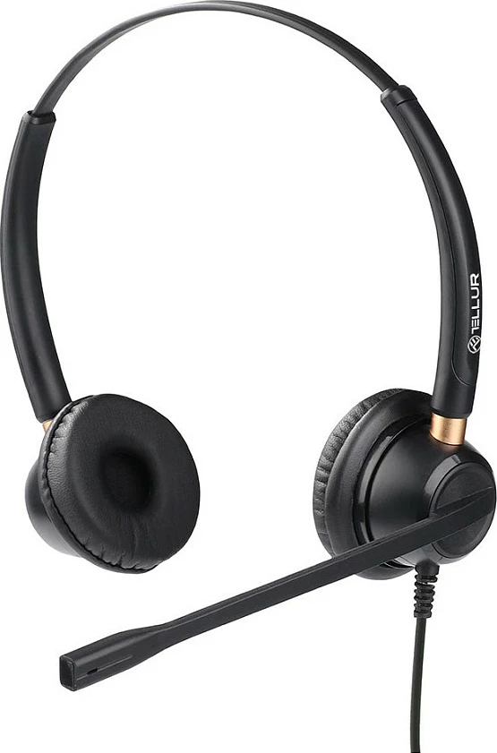Kufje me mikrofon Tellur Voice 520N, USB, kabllo 2.2 m, të zeza