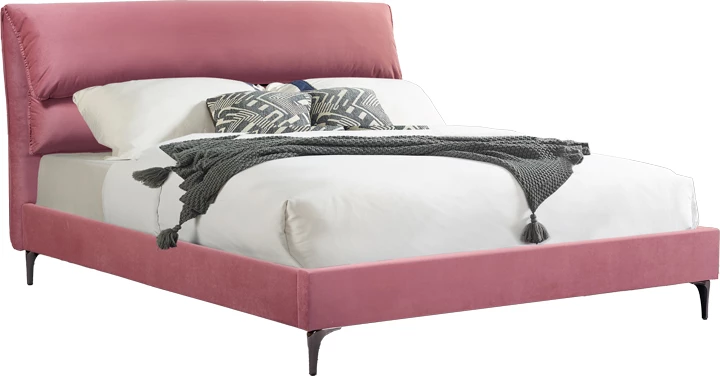 Krevat dopio Aryna kadife ngjyrë rozë 160x200cm