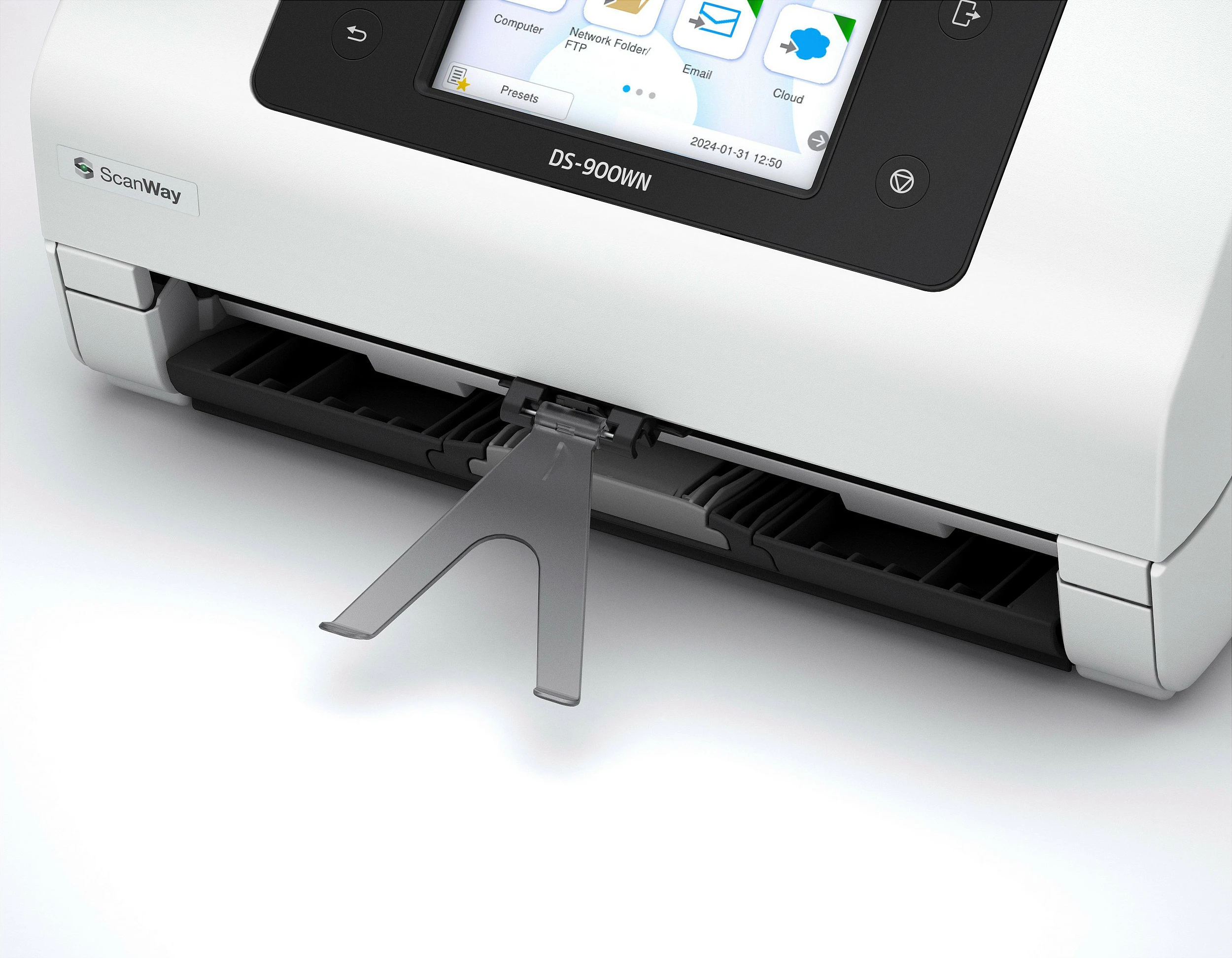 Skaner Epson WorkForce DS-900WN, A4/A3, ADF 100 fletë, Wi‑Fi/Ethernet, 70ppm/140ipm, bardhë