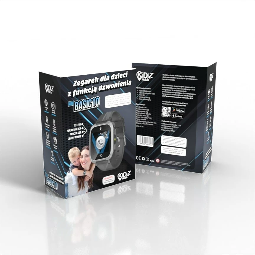 Smartwatch KIDI Basic për fëmijë, KW_M_BSC_C, 400 mAh, Ekran TFT, zi