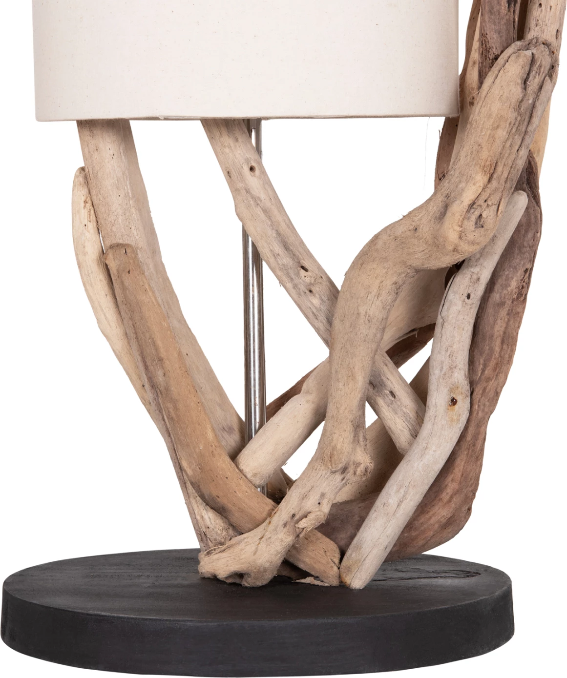 Llambë tavoline BRAMBLE, dru driftwood natyral, kapak i bardhë, Φ28x65cm