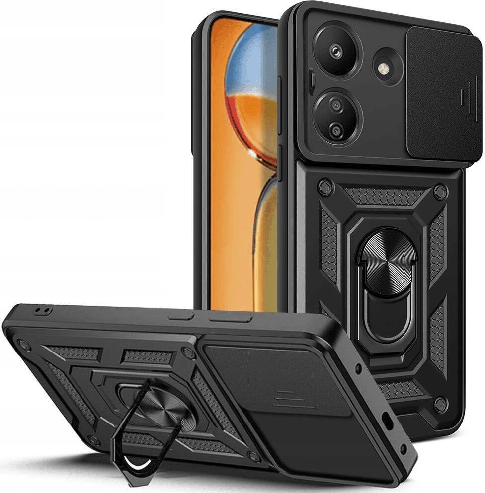 Mbështjellës ONASI Silicone Armor Ring me mbrojtje kamere për Xiaomi Redmi 13C, i zi