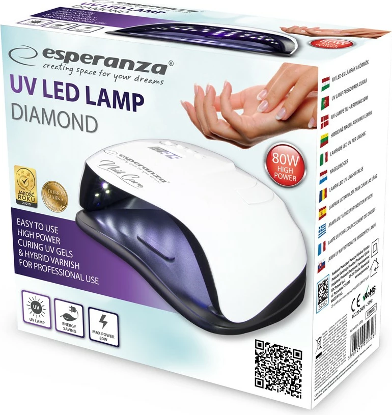 Llambë UV LED Esperanza DIAMOND EBN007, për manikyr/pedikyr, Bardhë