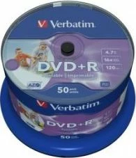 Disk DVD+R Verbatim 43512 4.7GB 16x 50 copë, printable, Cake