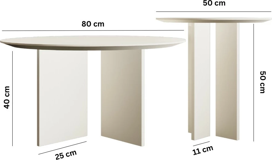 Set tavolinash kafeje Skye Decor, Leo (45 + 42), krem