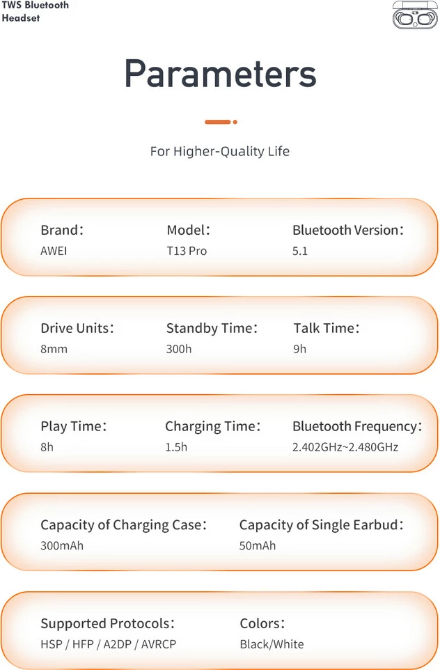 Kufje Me Bluetooth AWEI T13PRO