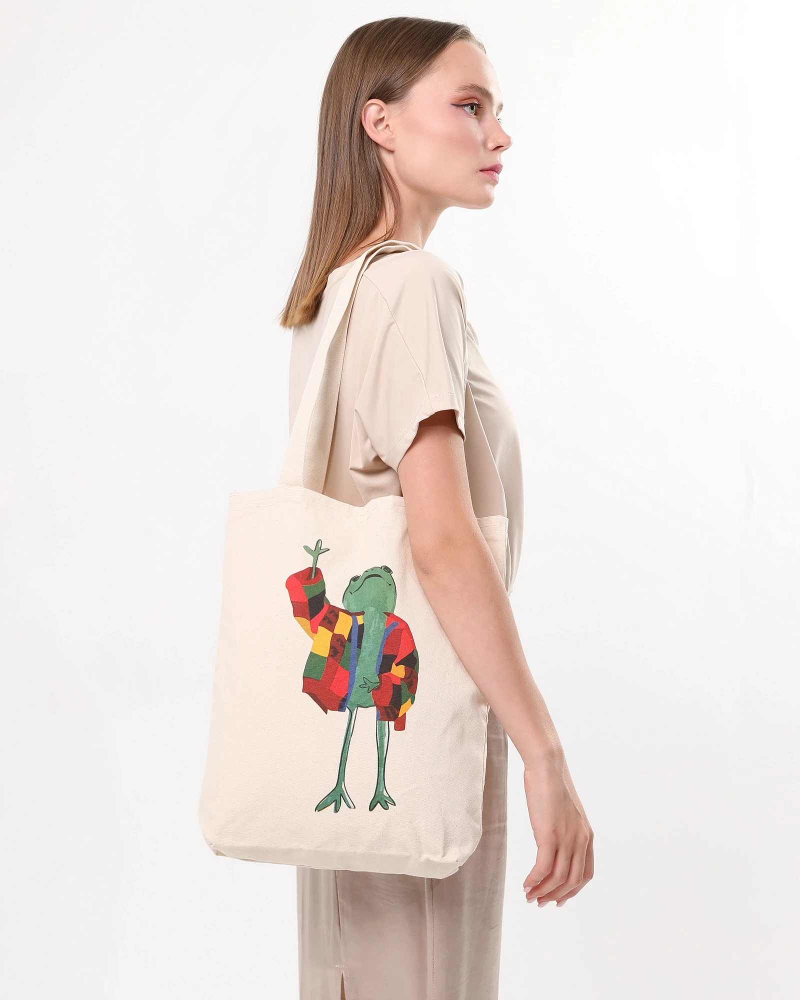 Tote bag Zoozie Bags, krem, 35x40x8cm, model me bretkosë