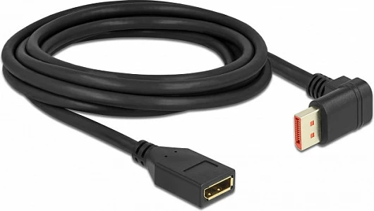 Kabllo zgjatëse DisplayPort DeLOCK, DP 1.4, 8K 60Hz, 3 m, 90° e kënduar, e zezë
