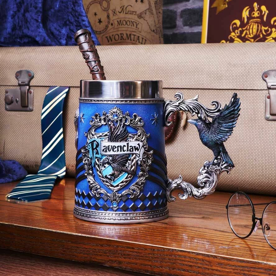 Mug NEMESIS NOW Harry Potter Ravenclaw 15.5 cm, rrëshirë me insert inox, i pikturuar me dorë, blu/bronzi