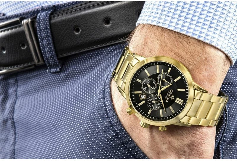 Orë dore meshkuj Giewont GW8510-B5, gold black, set