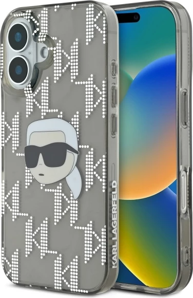 Mbështjellës Karl Lagerfeld IML Karl Head Electroplated për iPhone 16, Zi