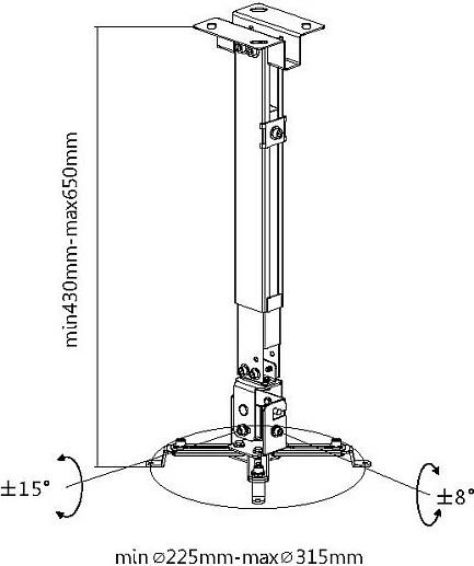 Mbajtës projektori EQUIP, i zi, montim në mur, 20 kg