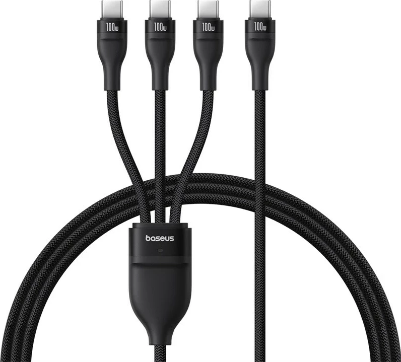 Kabllo Baseus Flash Series Type C në C+C+C, 480 Mbps, 1.5 m, E zezë