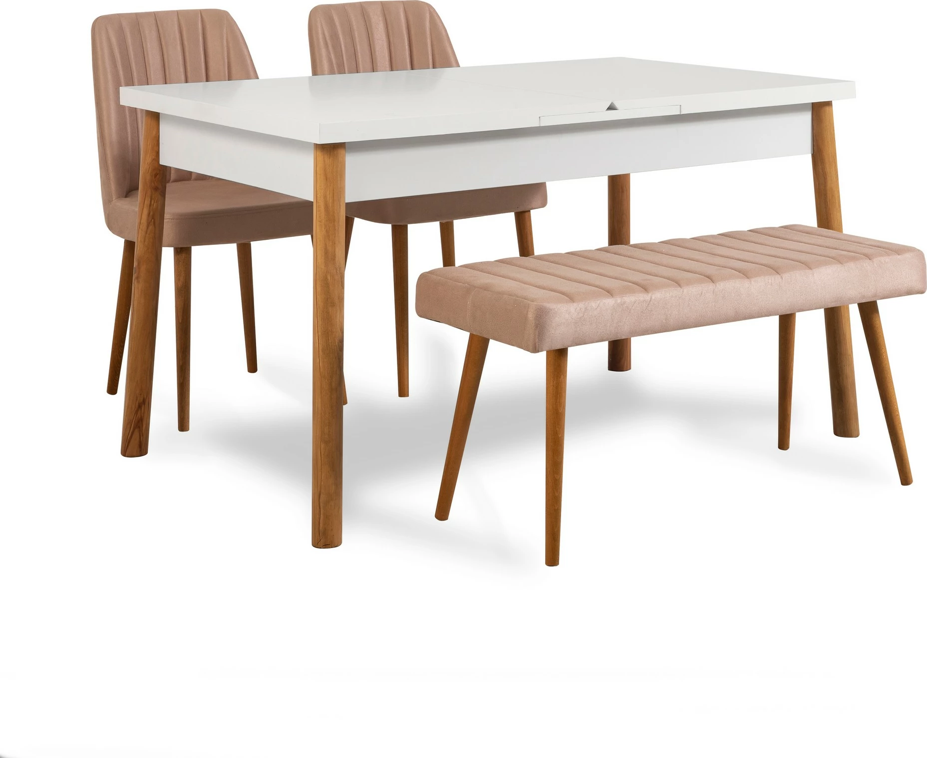 Set tavoline me karrige (4 copë), Hanah Home, Costa Atlantic, ngjyrë e bardhë-gur