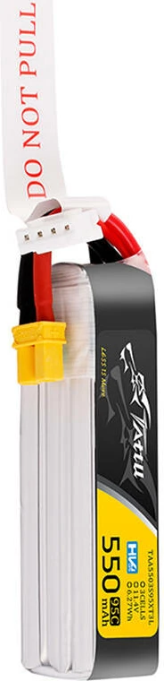 Bateri LiPo HV, Tattu, TAA5503S95XT3L, 3S 11.4V 550mAh 95C, me XT30U-F Long-Pack me JST-XHR-4P