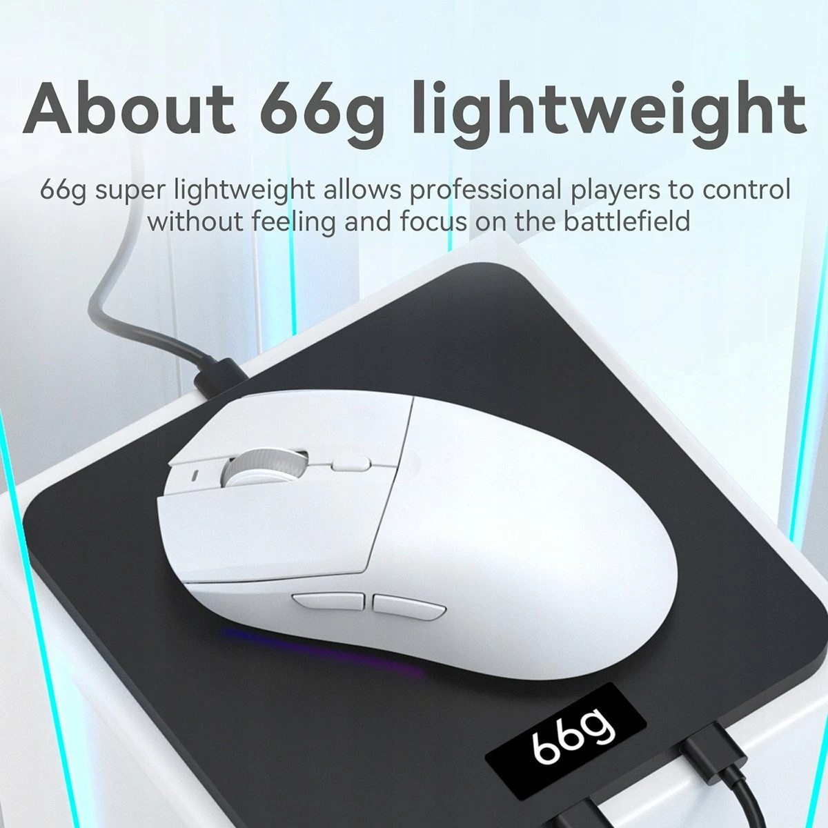 Maus gaming wireless Ajazz AJ139 V2 MC, PixArt PAW3311, 12000 DPI, 2.4G/Bluetooth/USB-C, i bardhë